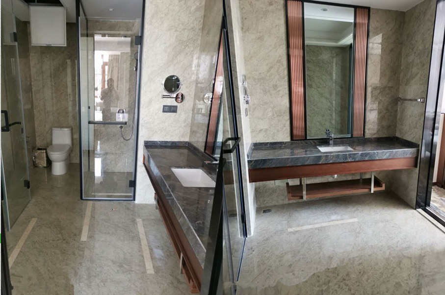 Salle de bain en marbre gris