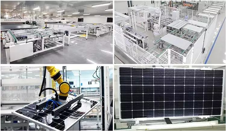 production d'usine de panneaux solaires