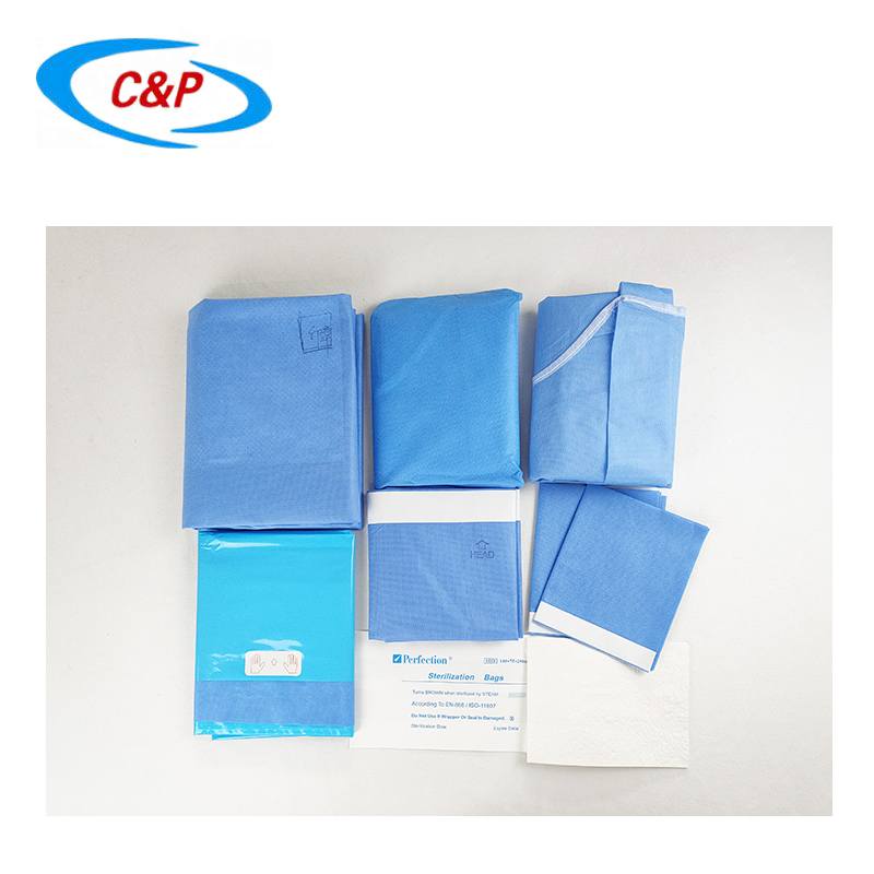 Pack de draps chirurgicaux ophtalmiques bleus jetables en gros d'approvisionnement d'usine
