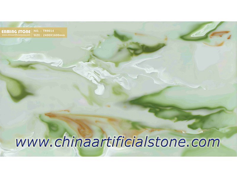 Feuilles de pierre murale rétro-éclairées en onyx artificiel vert TR9014
