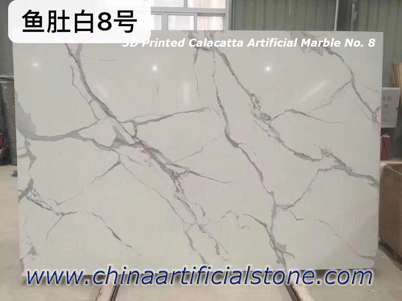 Dalles de marbre artificielles blanches Calacatta imprimées en 3D
