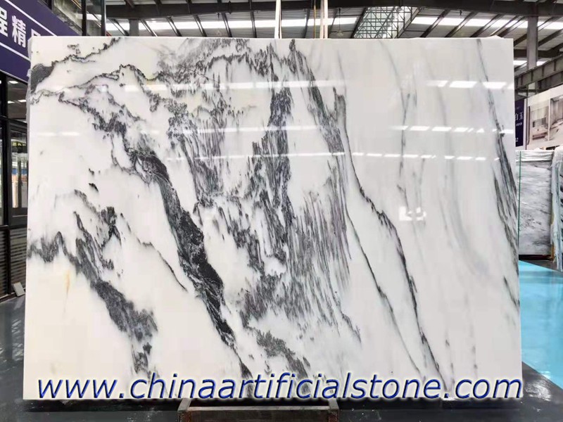 Dalles de marbre d'encre blanche de Chine blanches avec des veines noires
