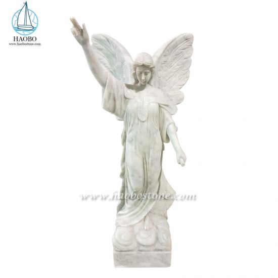 Sculpture d'ange debout sculptée à la main en marbre blanc de Carrare
