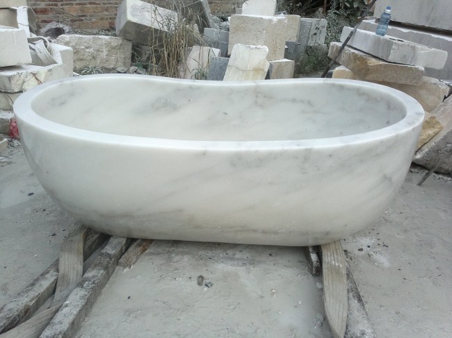Baignoire en pierre blanche en pierre naturelle pour salle de bain