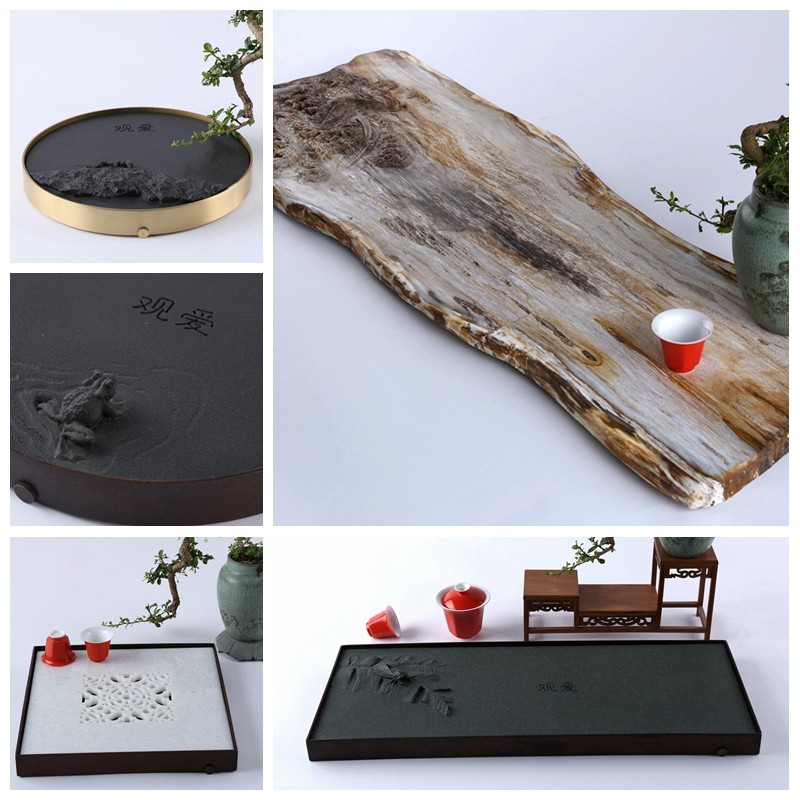 plateau à thé en pierre design chinois