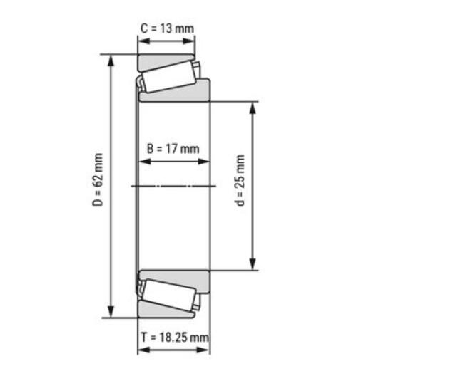 Taille de roulement à rouleaux coniques 31305