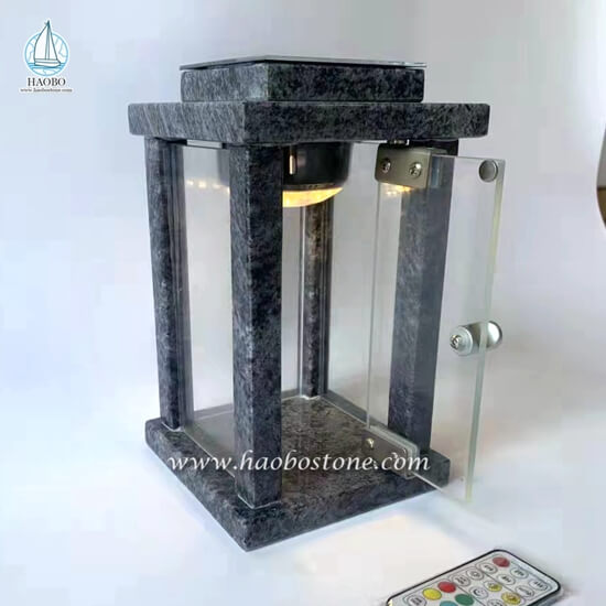Lampe de cimetière à télécommande électronique en granit de qualité
