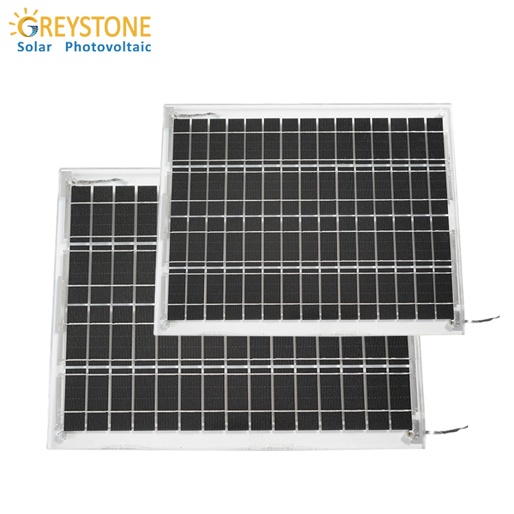 Panneaux solaires en verre double Greystone 10W pour la lumière du soleil
