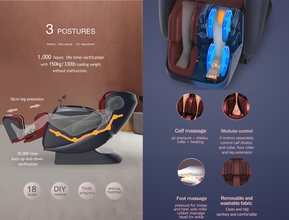 Chaise de massage de musique exécutive en cuir 3D Zero Gravity multifonctionnelle