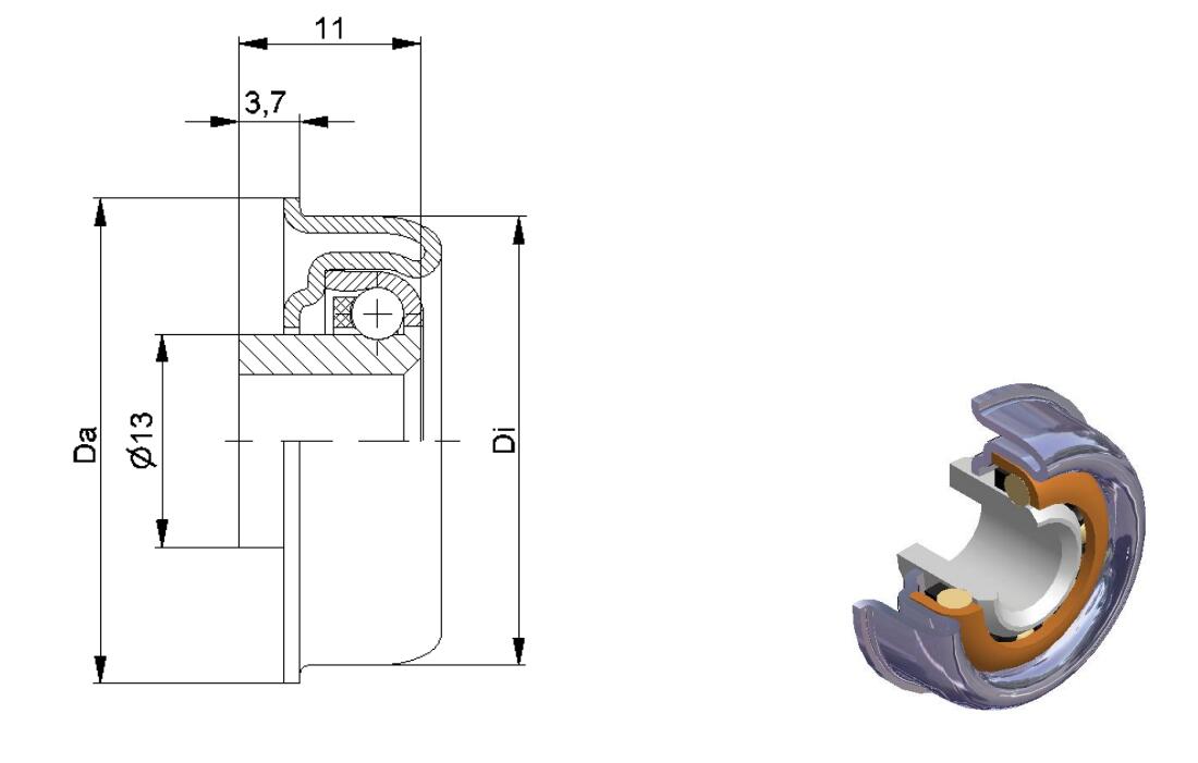 Roulement métallique MTR-16